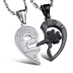 Sesibibi 1Pair Love New Fashion Jewelry Titanium Stainless Pendant Necklace With Chain Split Joint Heart Couples Lovers Clavicle Wi sesibibi kopen in de aanbieding