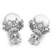 Rose Gold Color CZ Stud Earrings Fashion Jewelry For Women Korea Trendy Imitation Pearl Earrings Vintage 24890