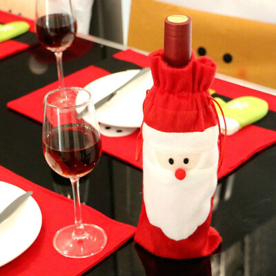 

Santa Claus Christmas Red Wine Bottle Cover Bags Christmas Dinner Decoration
