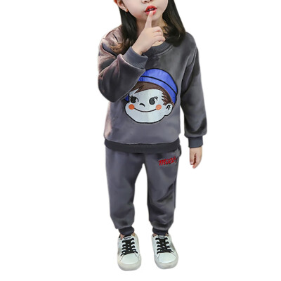 

Autumn Baby Boys Girls Set Long Sleeve Thicken Letter Printing Sweatshirt TopsPants Trouser Casual Costume Set