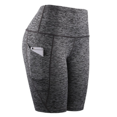 

Women Middle Waist Yoga Shorts Slant Pocket Running Training Sports Quick-drying Tight-fitting Stretch Fitness Shorts