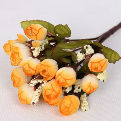 

Artificial Silk Rose Flower Leaf Home Wedding Party Decor Bridal 15 Head Bouquet Home Decor