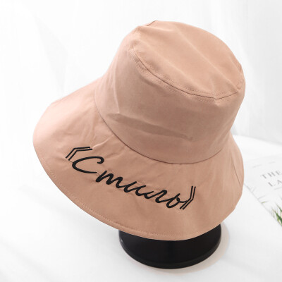 

New Korean Style Letters Peach Velvet Large Brim Sunscreen Outdoor Hat Fisherman Women Hat