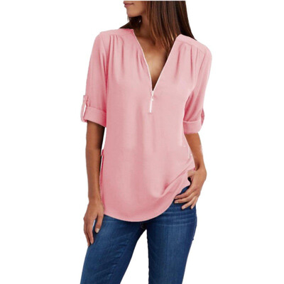 

Women Chiffon Blouse Sexy Deep V Neck Pull Sleeve Lady Shirts Plus Size Loose Tops Long Sleeve Female Blouse Blusas