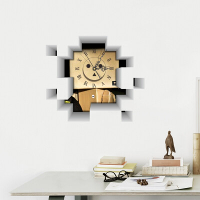 

3D Wall Sticker New Wall Clock Sticker DIY STICKER 3D Art Wall Clock Decals Breaking Cracking Office Home Wall Decor Gift
