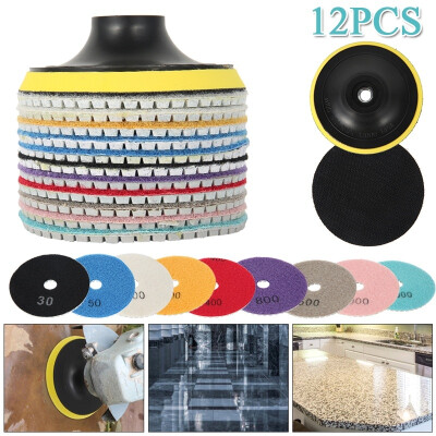 

12PcsSet Granite Marble Concrete Stone Buffing Polishing Kit Dry Wet Diamond Polishing Pads Sanding Disc Diamond Kit