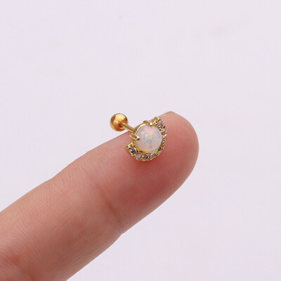 

1Pc Cz Cartilage Stud Moon Star Heart Cross Flower Crown Helix Piercing Tragus Stud Conch Earring