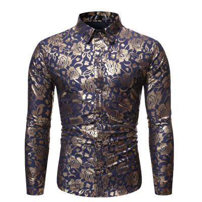 

Tailored Mens New Style Fashion stamped Long Sleeve Shirt Printed Long-Sleeved Blouse