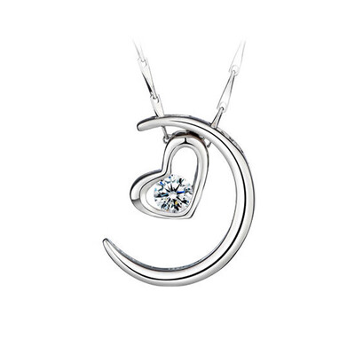 

2019 925 Sterling Silver Pendant Women The Moon Necklace Heart-shaped Pendant