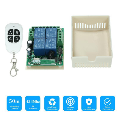 

433Mhz DC 12V 4CH Universal Relay Wireless RF Remote Control Switch Receiver Module&5PCS 4 Key RF 433 Mhz Transmitter Fixed Co