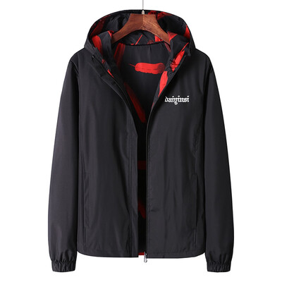 

Toponeto Mens Autumn Winter Casual Print Double-sided Wear Jacket Coat