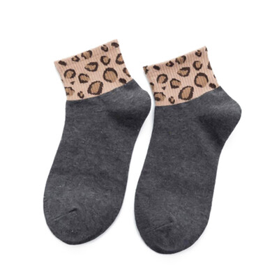 

Women Stretchy Cotton Funny Casual Socks Leopard Print Ankle-High Socks