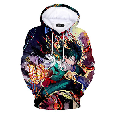

Herqw61 Mens 3D My Hero Academia Anime Print Hoodie Izuku Midoriya Cosplay Costume Sweatshirt
