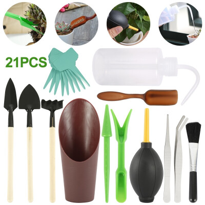 

21 Pcs Miniature Planting Gardening Tool Set Mini Garden Tools Set Succulent Transplanting Tools Kit