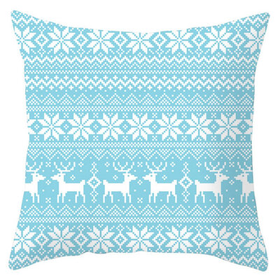 

New Christmas Blue Snow Scene Golden Snowflake Pillow Case Waist Throw Cushion Cover Home Decor Xmas Decor