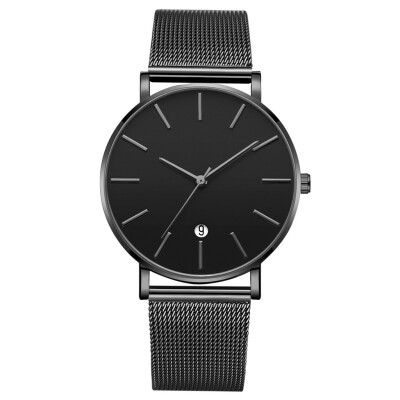 

Gobestart Fashion Simple Simple Casual Calendar Business Net With Strap Mens Watch