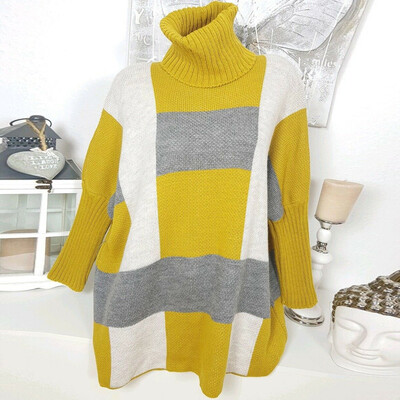 

Tailored Women Casual Stripe Turtleneck Knitted Long Sleeve Sweater Top Blouse