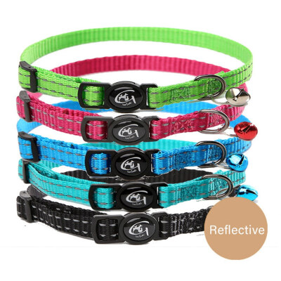 

6Colors Nylon Fabric Cat Pet Reflective Collar With Bell Kitten Puppy Stuff