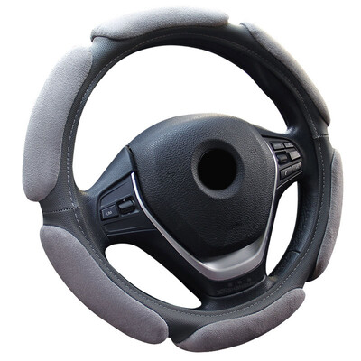 

38CM Car Anti-Skid Flocking Cloth Black Steering Wheel Covers Protector Braiding