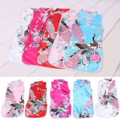 

Kids Girls Retro Dress Floral Cheongsam Chinese Qipao Baby Mini Party Dress