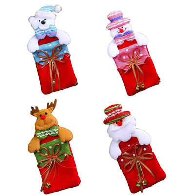 

4pcs Santa Clause Snowman Elk Bear Bells Bowknot Gift Candy Bag Christmas Tree Decorations Hanging Pendent