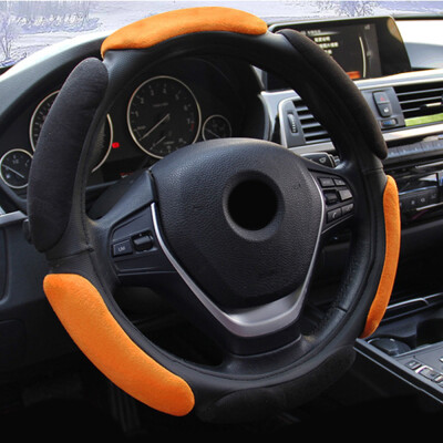 

38CM Car Anti-Skid Flocking Cloth Black Steering Wheel Covers Protector Braiding