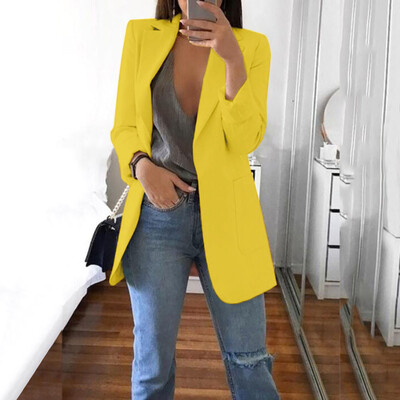 

Toponeto Women Autumn Winter Long Sleeve Office Coat Cardigans Suit Long Jacket
