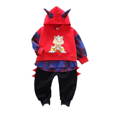 

Spring Autumn Casual Baby Cartoon Printing Long Sleeve Top And Outerwear And Trousers Kids Three-piece Outfit Set
