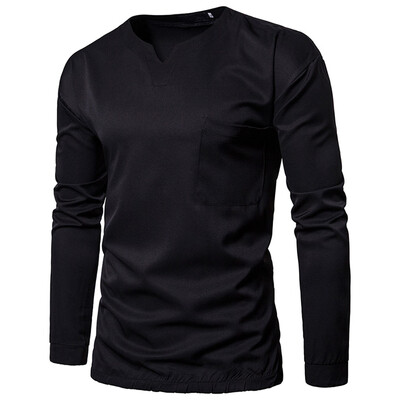 

Toponeto Fashion Mens Needle show Autumn Long Sleeve Casual Fit V-Neck Top Blouse