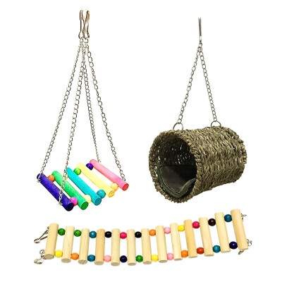 

Colorful Bird Toys 36 Pcs Set Nest Swing Climbing Ladder Bell Parrot Toys String Chew Toys For Parrots