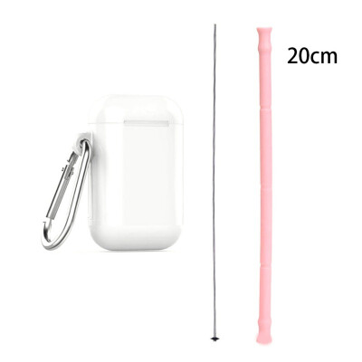 

Kitchen Gadgets Collapsible Silicone Straw Reusable Folding Drinking Straw With Carrying Case And Cleaning Brush