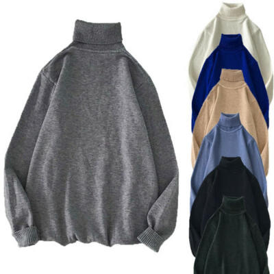 

US Mens Turtleneck Sweater Pullover Tops Long Sleeve Slim Solid Knitted Sweater