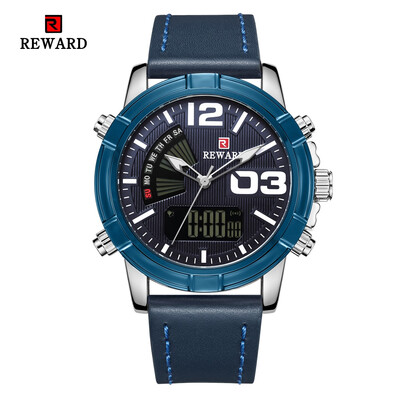 

REWARD 63092 Male Quartz Digital Movt Watch Leather Strap Sports Wristwatch