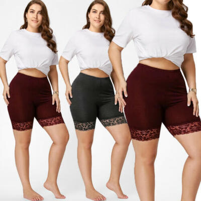 

Ladies Hot Pants Jersey Gym Biker Tights Womens Scallop Lace Trim Cycling Shorts