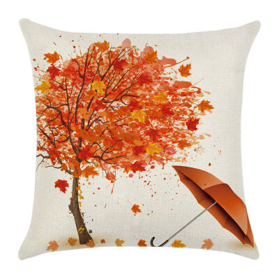 

Creative Christmas Festival Digital Print Maple Leaf Pattern Linen Breathable Pillowcase Cushion Cover