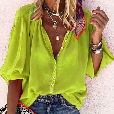 

Fashionable blouse women Single Breasted Shirt Blouse Ladies Tops Long Sleeve Blouses Office Blouse