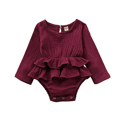 

Baby Girls Summer Long Sleeve Cotton Stripes Print Cute One-Pieces Jumpsuit Romper