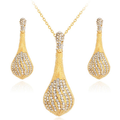 

Lute Shape Alloy Diamond Necklace Earrings Jewelry Set