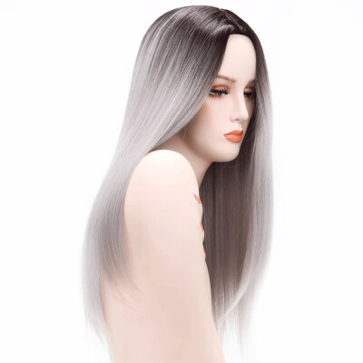 

Amazing Star Ombre Gray Long Wave Wigs for White Women High Density Black Wig Heat Resistant Synthetic Hair Wigs