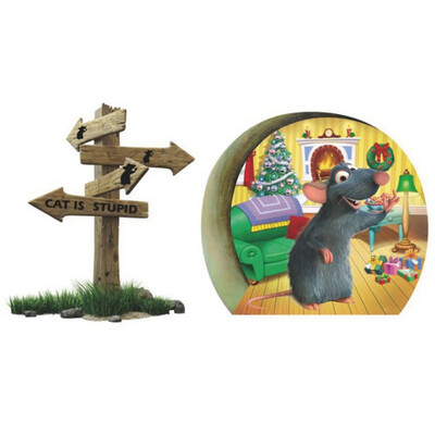 

3d Funny Mouse hole Cat Stupid wall sticker for kids rooms Cartoon wall decals Christmas Home Decor Decoration