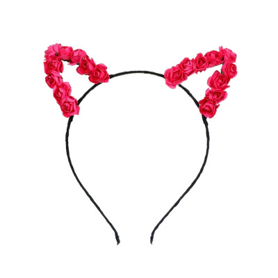 

Cute Girl Cat Ear Shape Flower Christmas Headband Hair Band Fluffy Hair Hoop for Party Wedding Daily Decor