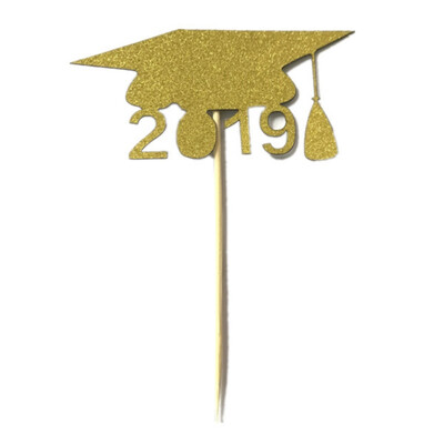 

10 Pieces Bamboo Stick Cupcake Toppers 2019 Graduation Cap Graduation Cupcake Topper Decoration For Home Party Shiny Beautiful