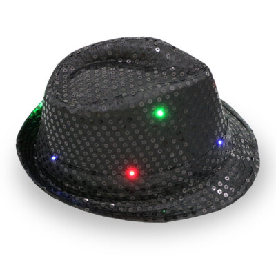 

1 Pcs LED Light Up Sequin Jazz HatAdult Glitter Sequins Light Up Party Cap