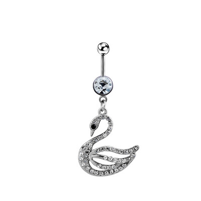 

Surgical Steel Crytsal Swan Shape Navel Ring Dangel Belly Ring Body Piercing