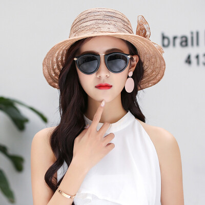 

Beach hat Blue Korean version Baitao summer foldable seaside sunscreen hat outing sunhat cool hat