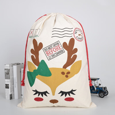 

Toponeto Large Canvas Merry Christmas Santa Sack Xmas Stocking Reindeer Gift Storage Bag