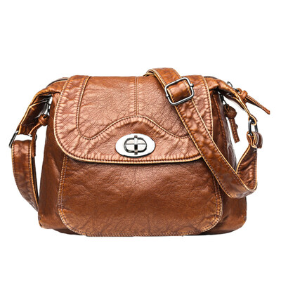 

Vintage Women Lock Washed Faux Leather Crossbody Shoulder Bag Messenger Pouch