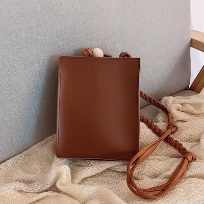 

crossbody bags for women Fashion PU Leather Braided Handle Shoulder Bag Solid Color Concise Durable Shoulder Bag