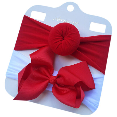 

2 PcsSets Kids Baby Cute Girls Big Bow Design Headband Headwear Apparel Prop Party Gift