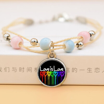 

Smile Face Bead Unicorn Gay Pride Rainbow Ceramics Pendent Bracelet Jewelry